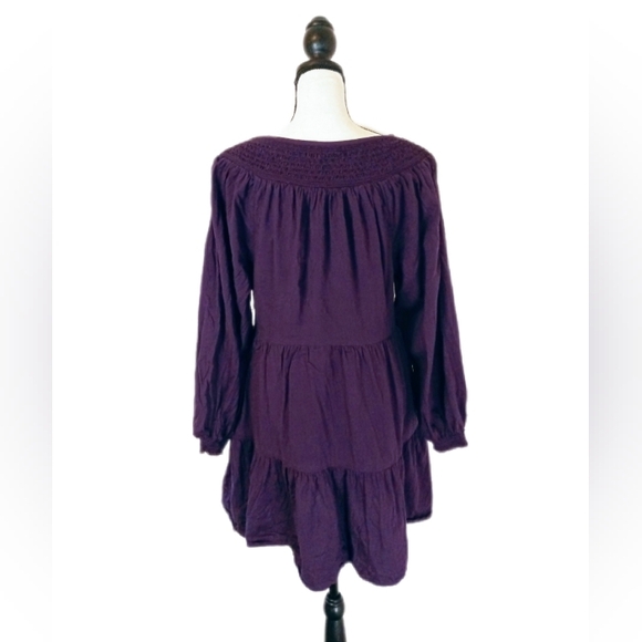 Old Navy Women's Purple Boho Chic Tiered Smocked Swing Cotton Dress Size Small - Picture 3 of 6